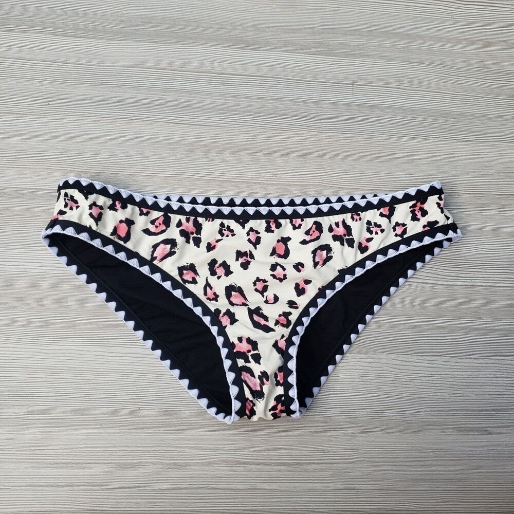 Gianni Bini Women's Embroidered Leopard Print Medium Coverage Bikini Briefs Sz M